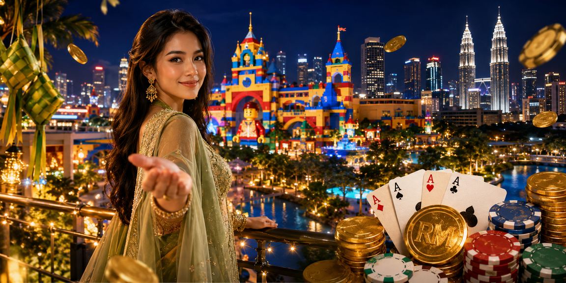 Pemain Malaysia bermain permainan kad poker semasa Hari Raya